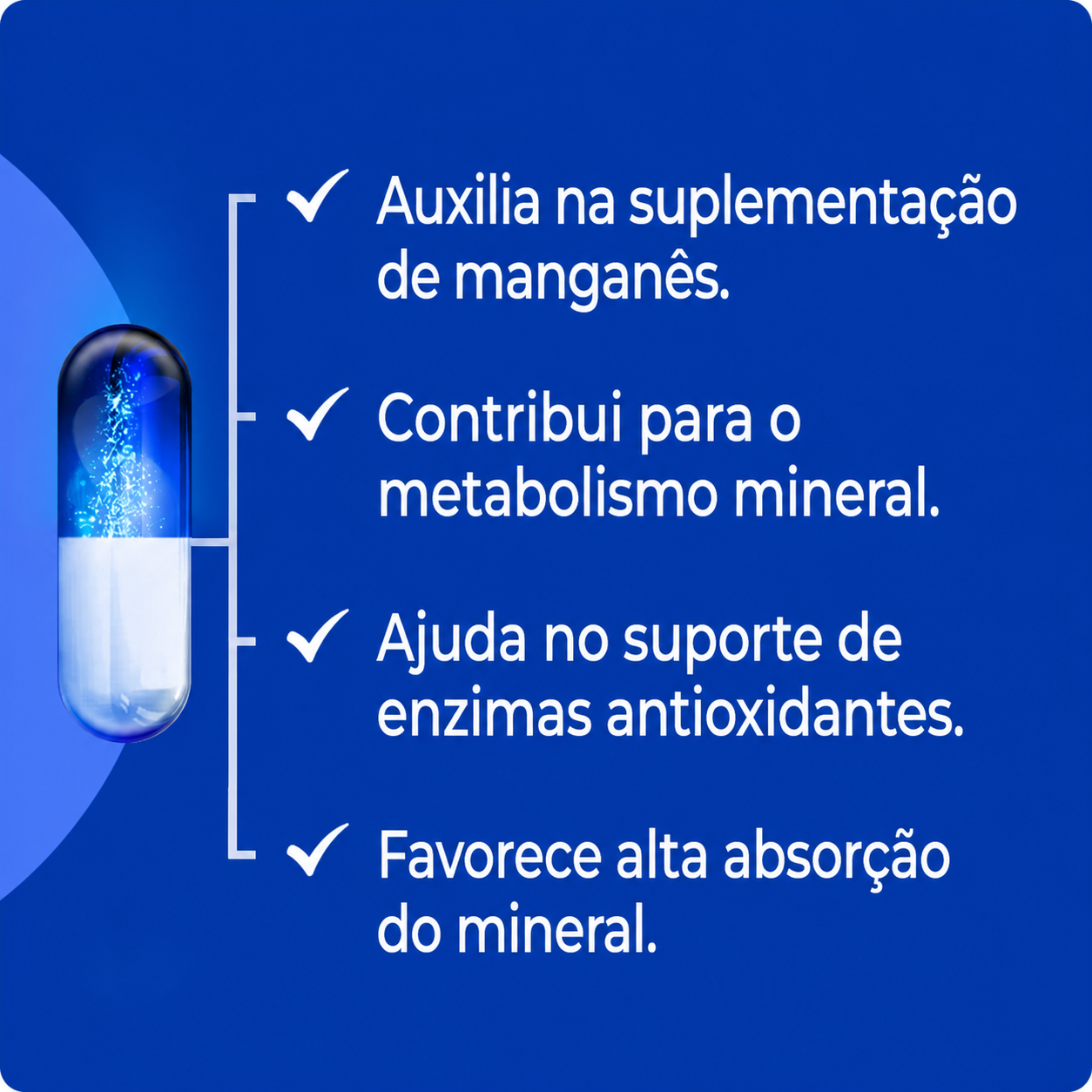 Manganês Quelato 10mg 30 caps