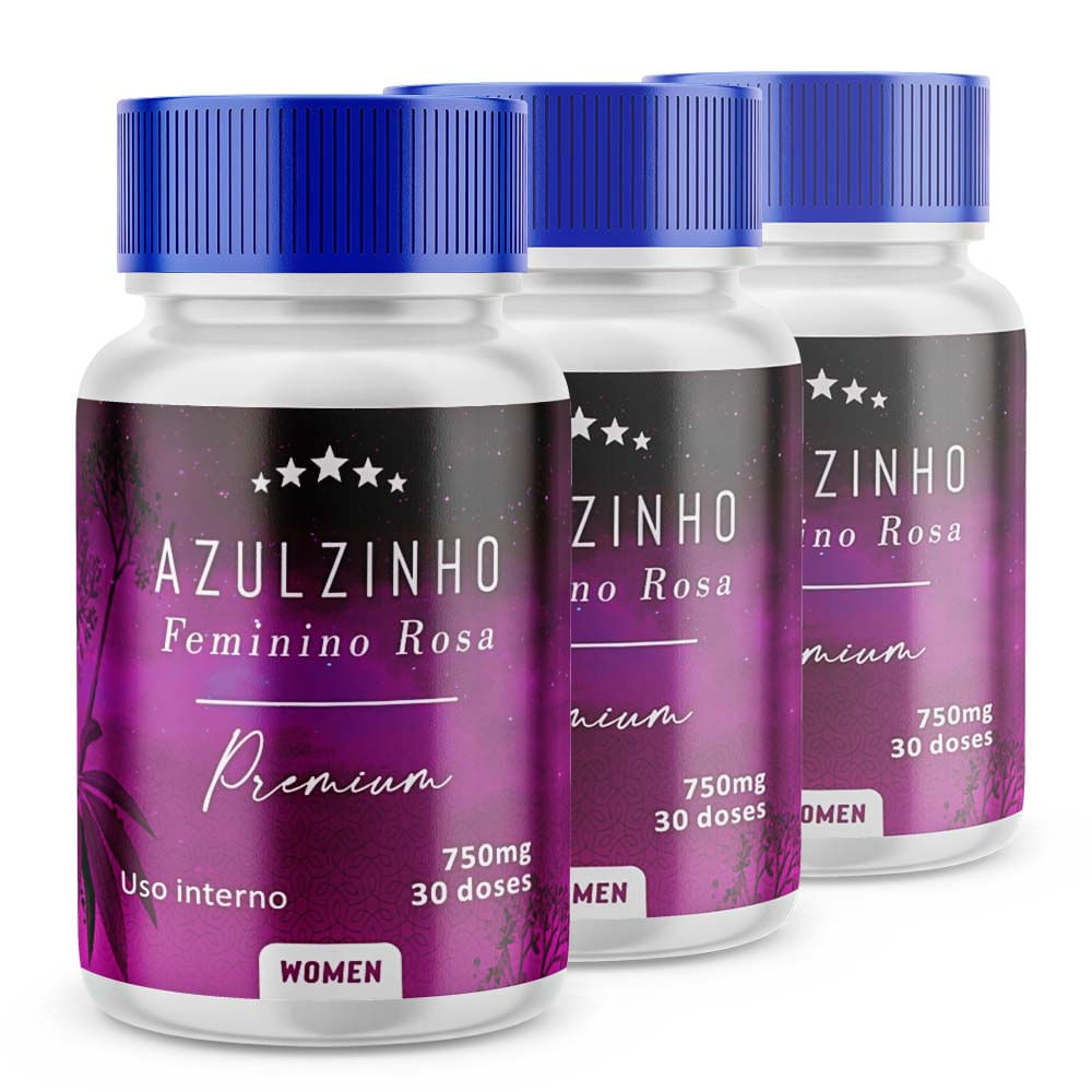 Kit 3 Frascos Azulzinho Rosa Feminino- 30 Cápsulas (Cada)