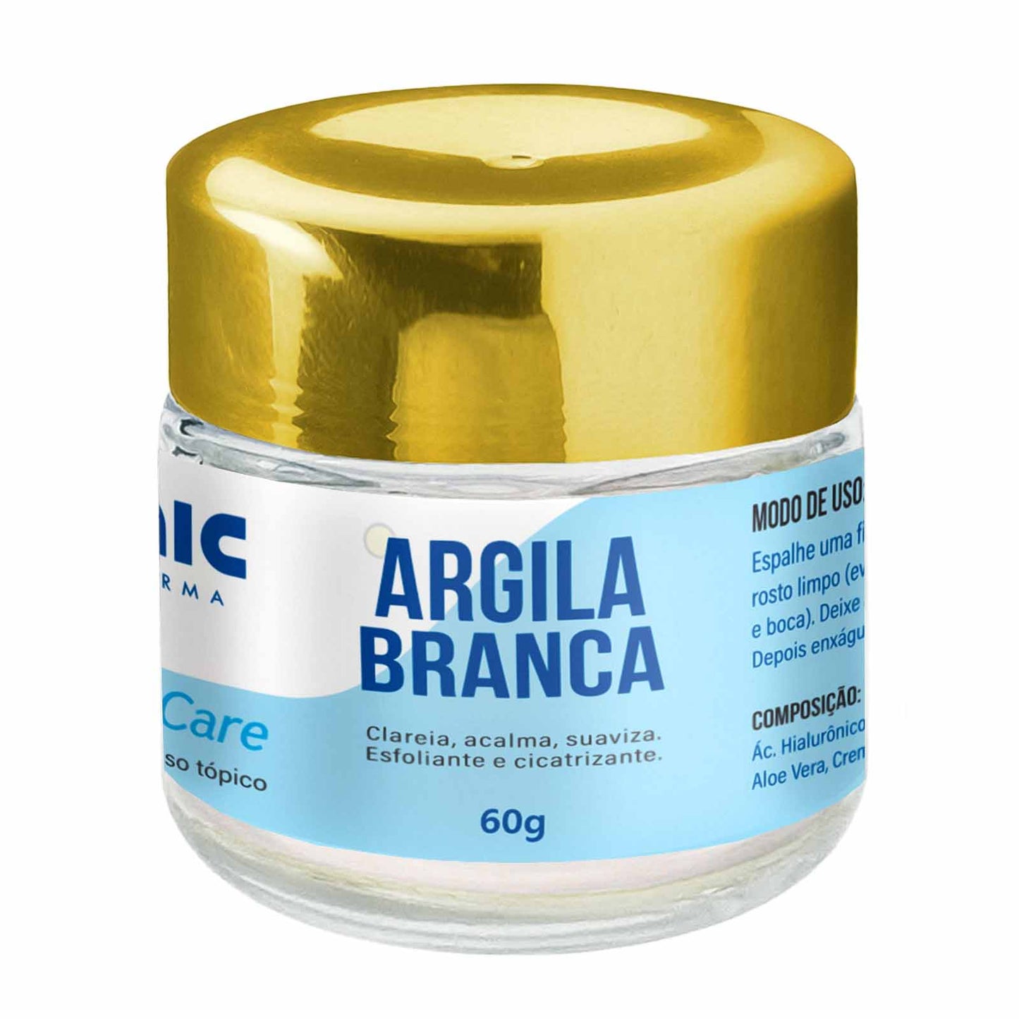 Máscara de Argila Branca 60g - Ação clareadora, esfoliante e revitalizante
