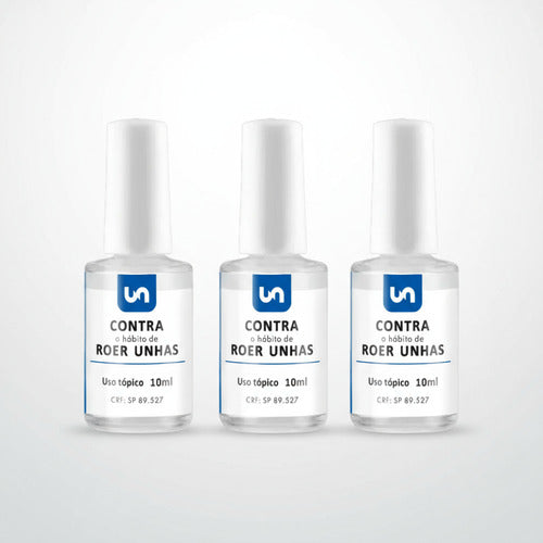 Kit 3 Esmalte Para Onicofagia Hábito De Roer Unhas 10ml
