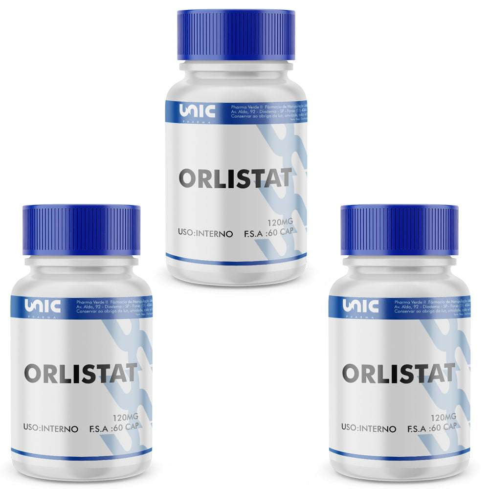 Kit 3 Orlistate 120mg com 60caps