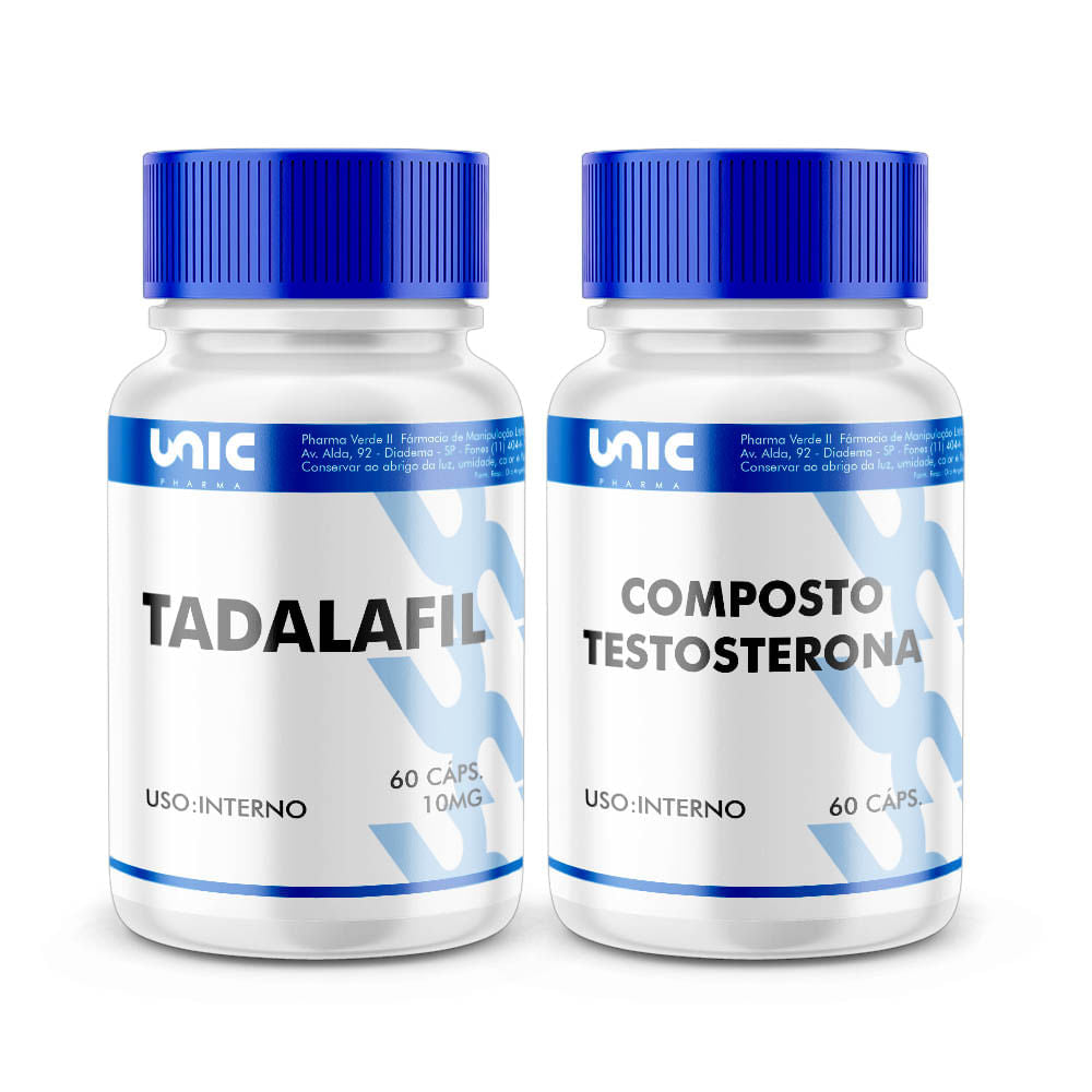 Tadalafil 10mg + Composto Testosterona 60 caps (Cada)
