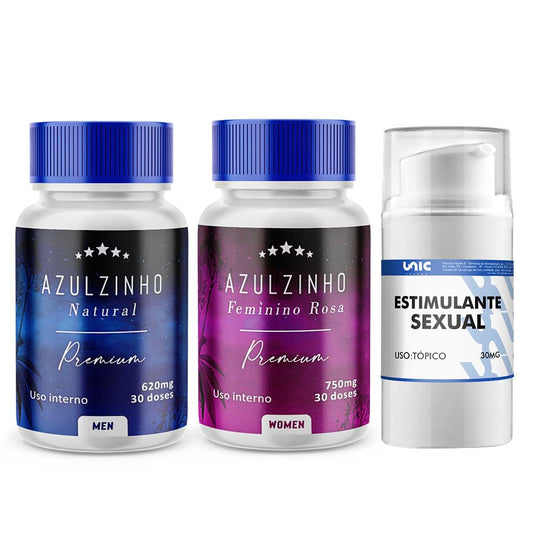 Kit Casal-Azulzinho  30Caps + Azulzinho Feminino 30 Caps + Estimulante Em Gel - 30Gr