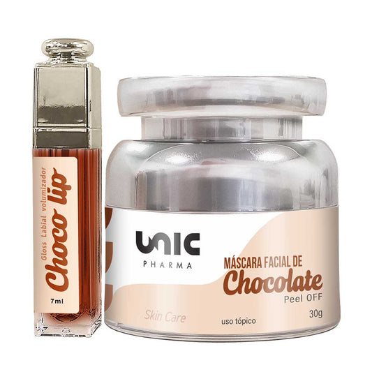 Kit Gloss Choco Lip 7ml mais Máscara facial de chocolate Peel Off 30g