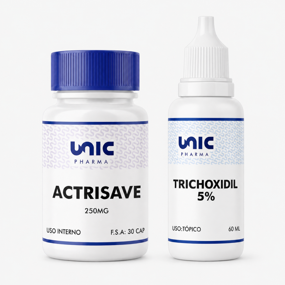 Actrisave 250Mg + Trichoxidil  5% 60 Ml - 30 Cápsulas