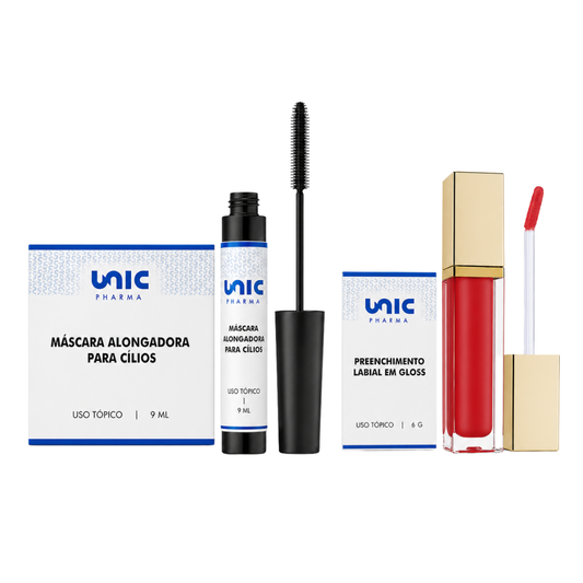Mascara Alongadora Para Cílios 9Ml + Preenchimento Labial Em Gloss  6Gr