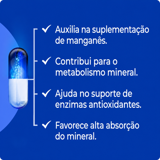 Manganês Quelato 10mg 30 caps