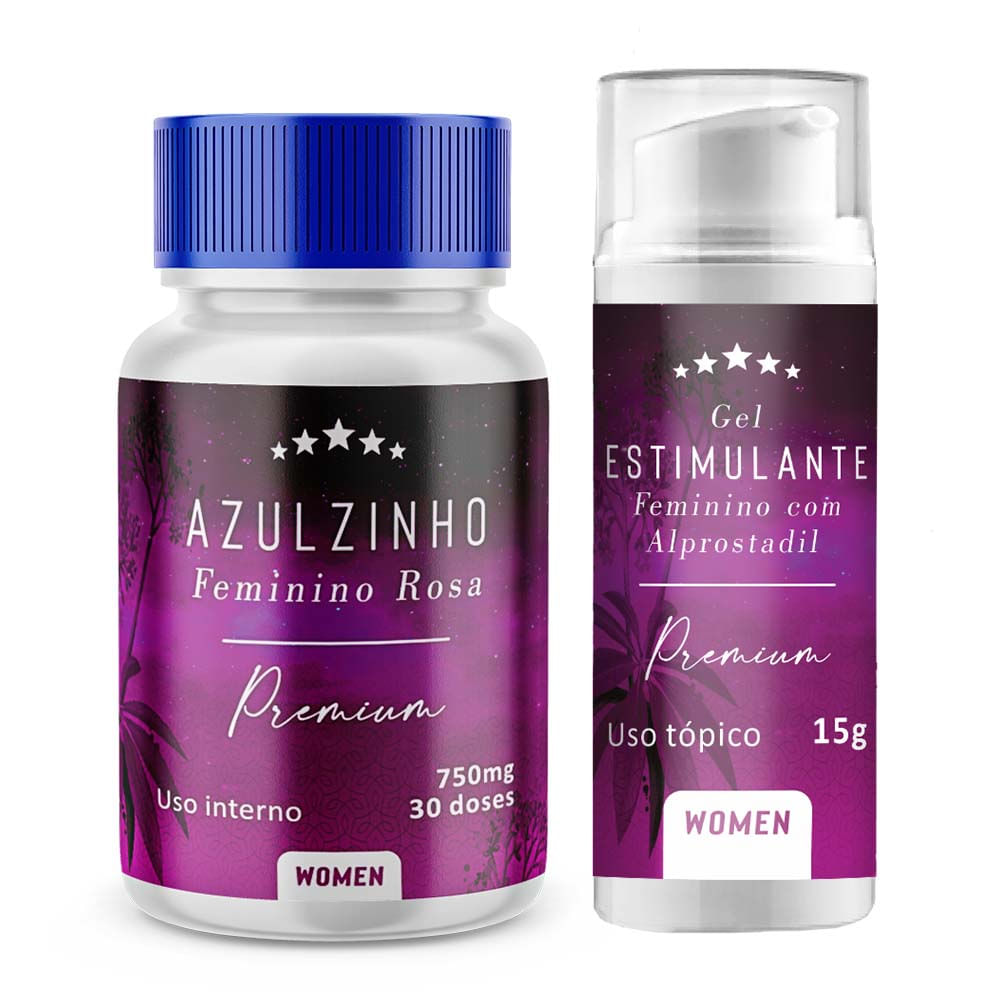 Kit Azulzinho Rosa 30 Doses  + Gel Estimulante Feminino Com Alprostadil - 15Gr