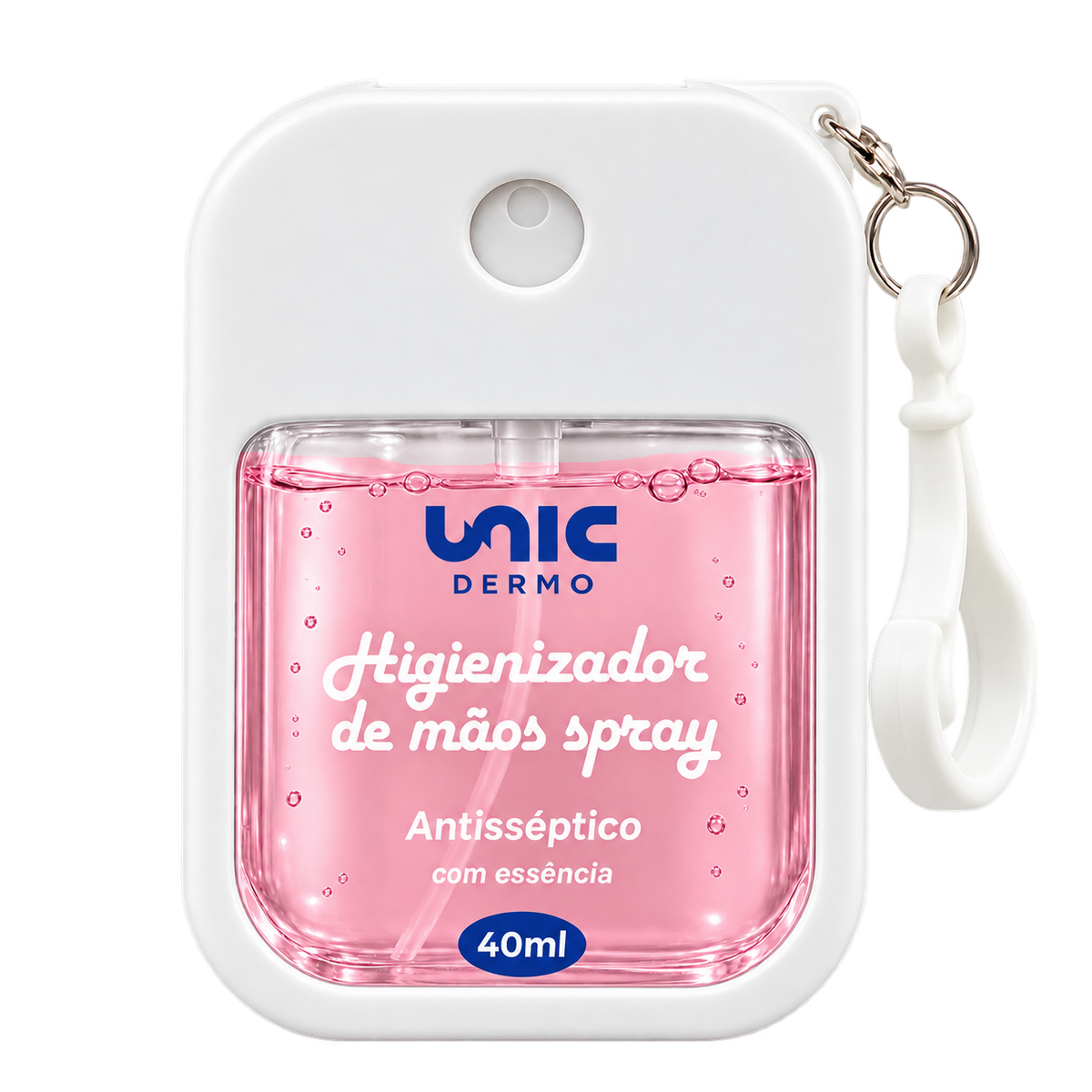Higienizador de mãos spray antisséptico 40ml (Álcool rosa, Perfume Malika)