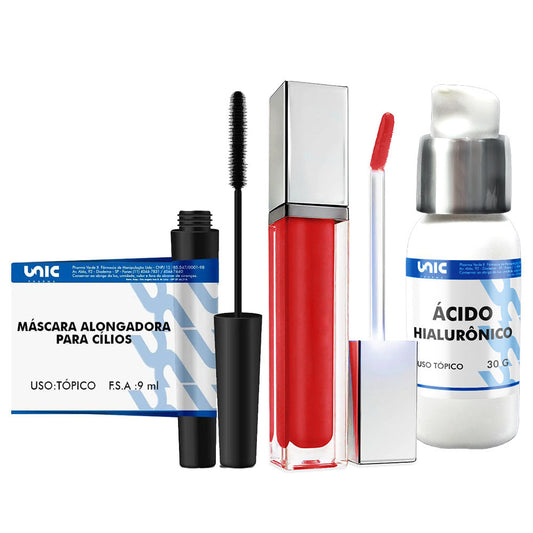 Kit Fem-Máscara Alongadora 9Ml + Preenchimento Labial 6G+ Ácido Hialurônico 1% - 30Gr