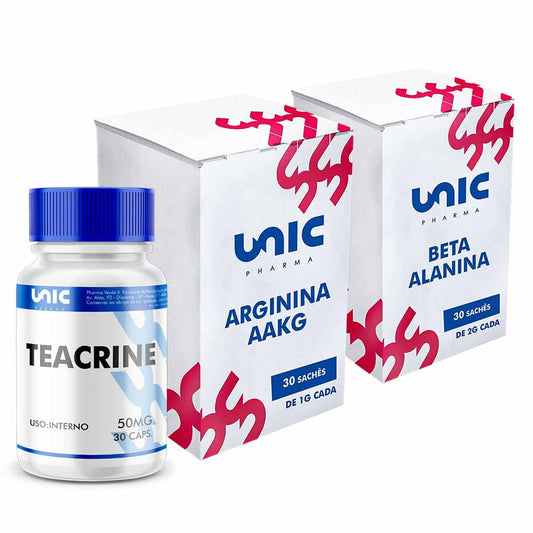 Kit Pré Treino Com Beta Alanina + Arginina AAKG + Teacrine