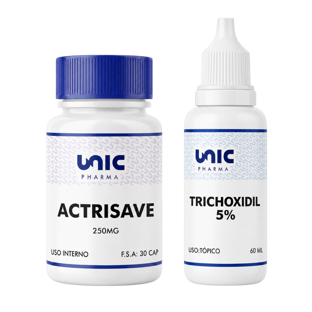 Actrisave 250Mg + Trichoxidil  5% 60 Ml - 30 Cápsulas