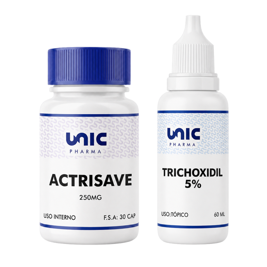 Actrisave 250Mg + Trichoxidil  5% 60 Ml - 30 Cápsulas