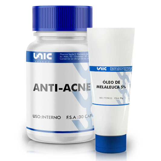 Kit-Óleo De Melaleuca 5% Antibacteriano 30G + Cápsula Anti-Acne - 30 Cápsulas