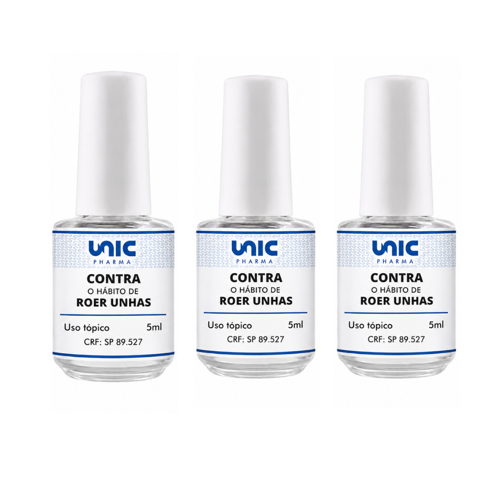 Kit 3 Esmalte Unicpharma Antionicofagia 5ml Inibe Roer Unhas Sem Sabor