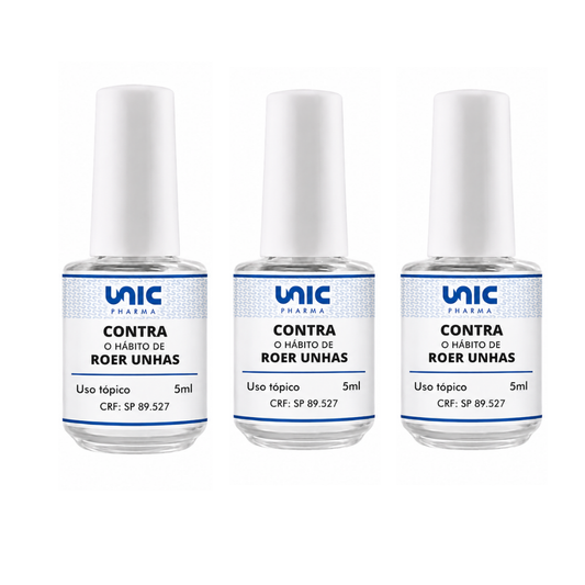 Kit 3 Esmalte Unicpharma Antionicofagia 5ml Inibe Roer Unhas Sem Sabor
