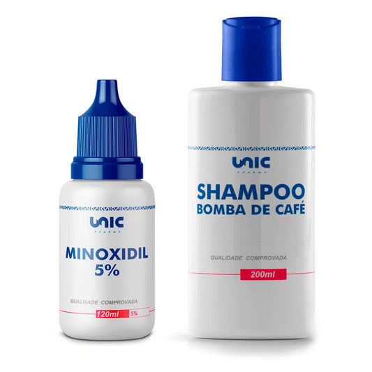 Shampoo Bomba de café + Minoxidil 5% com propilenoglicol 120ml