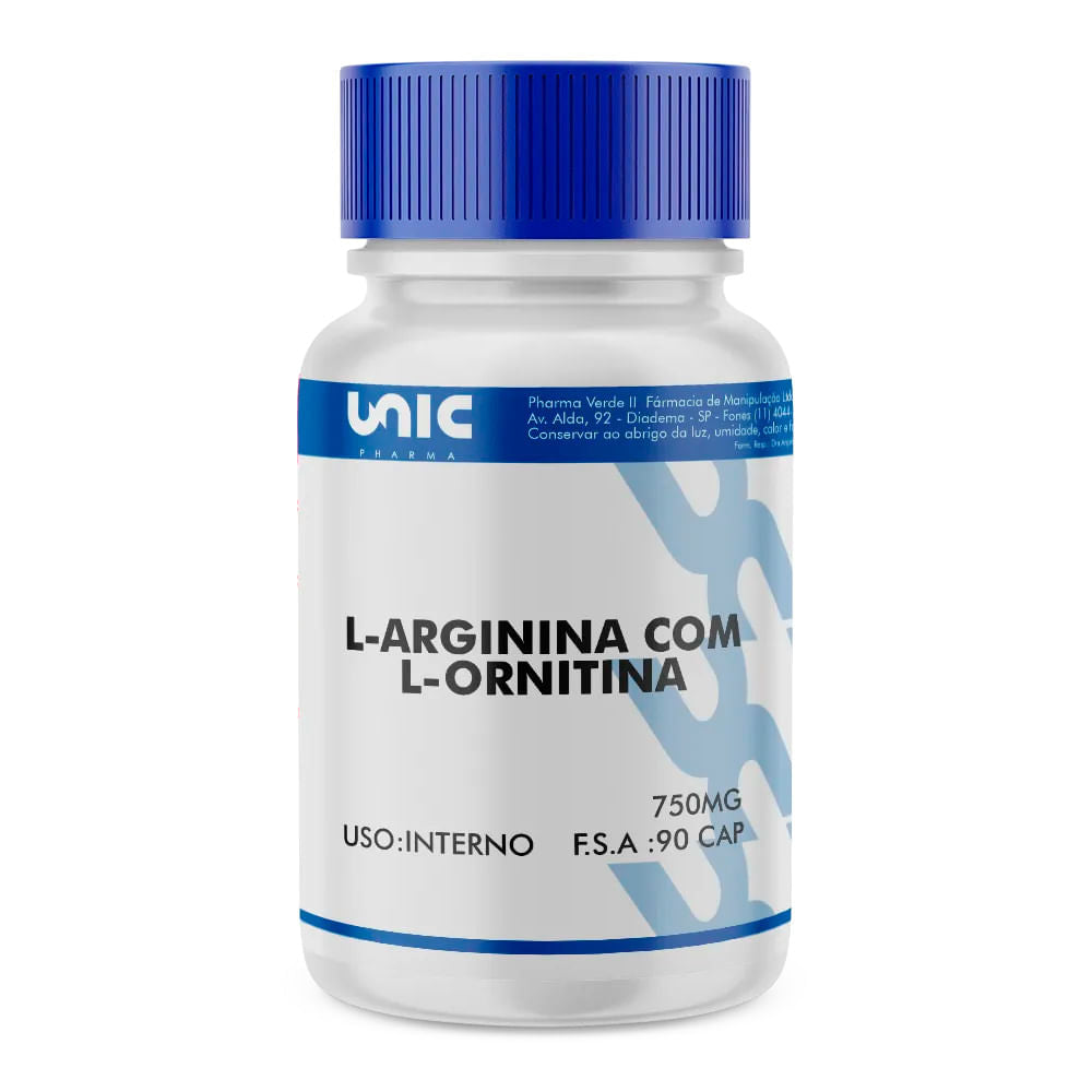 L-Arginina 500mg com L-Ornitina 250mg 90 Cápsulas