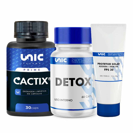 Cactix-30Caps-500Mg-Drenagem Linfática + Detox + Protetor Solar Fps 30 - 60Caps