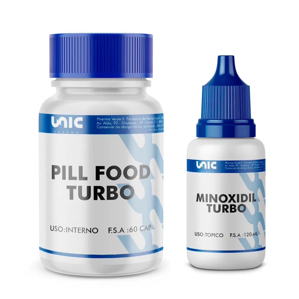 Pill Food Turbo 60 Cáps + Minoxidil Turbo 120ml