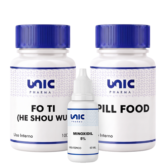 Kit Minoxidil 5% + Fo-ti 60Caps + Pill food 60Caps