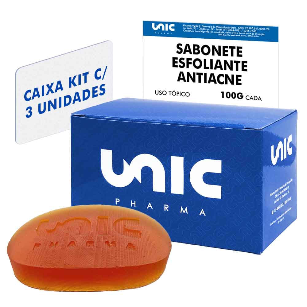 Kit 3 Sabonetes Esfoliante Anti acne 100g (cada)