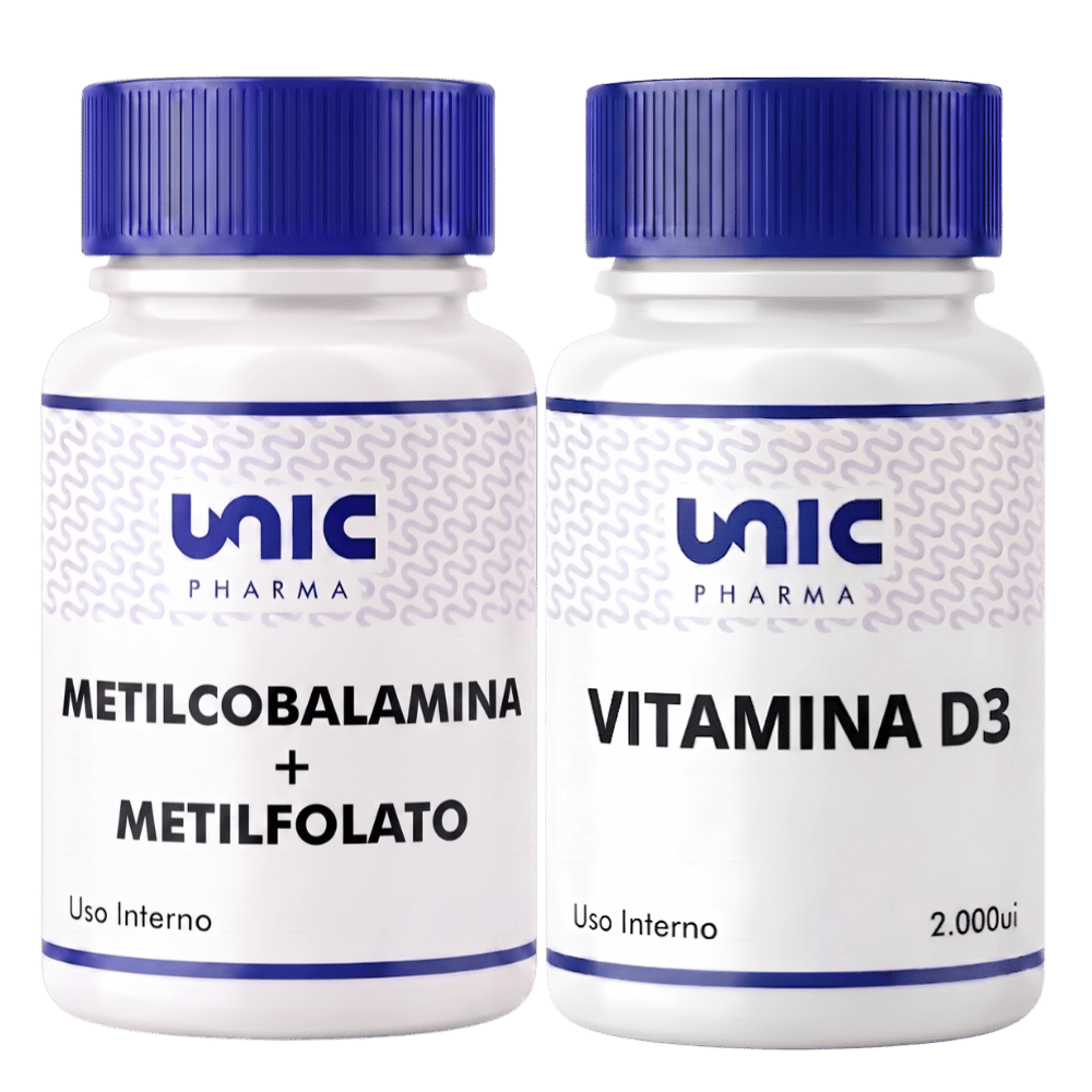 Metilfolato + Metilcobalamina E Vitamina D3 - 60 Cápsulas