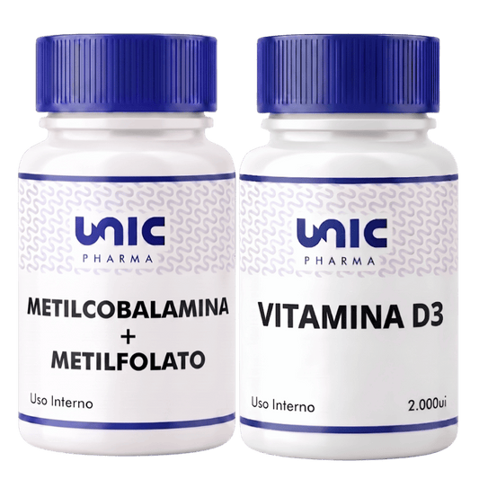 Metilfolato + Metilcobalamina E Vitamina D3 - 60 Cápsulas