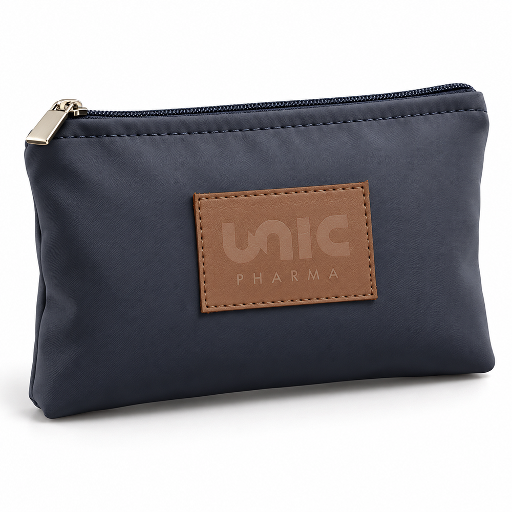 Necessaire fina emborrachada UNIC azul marinha
