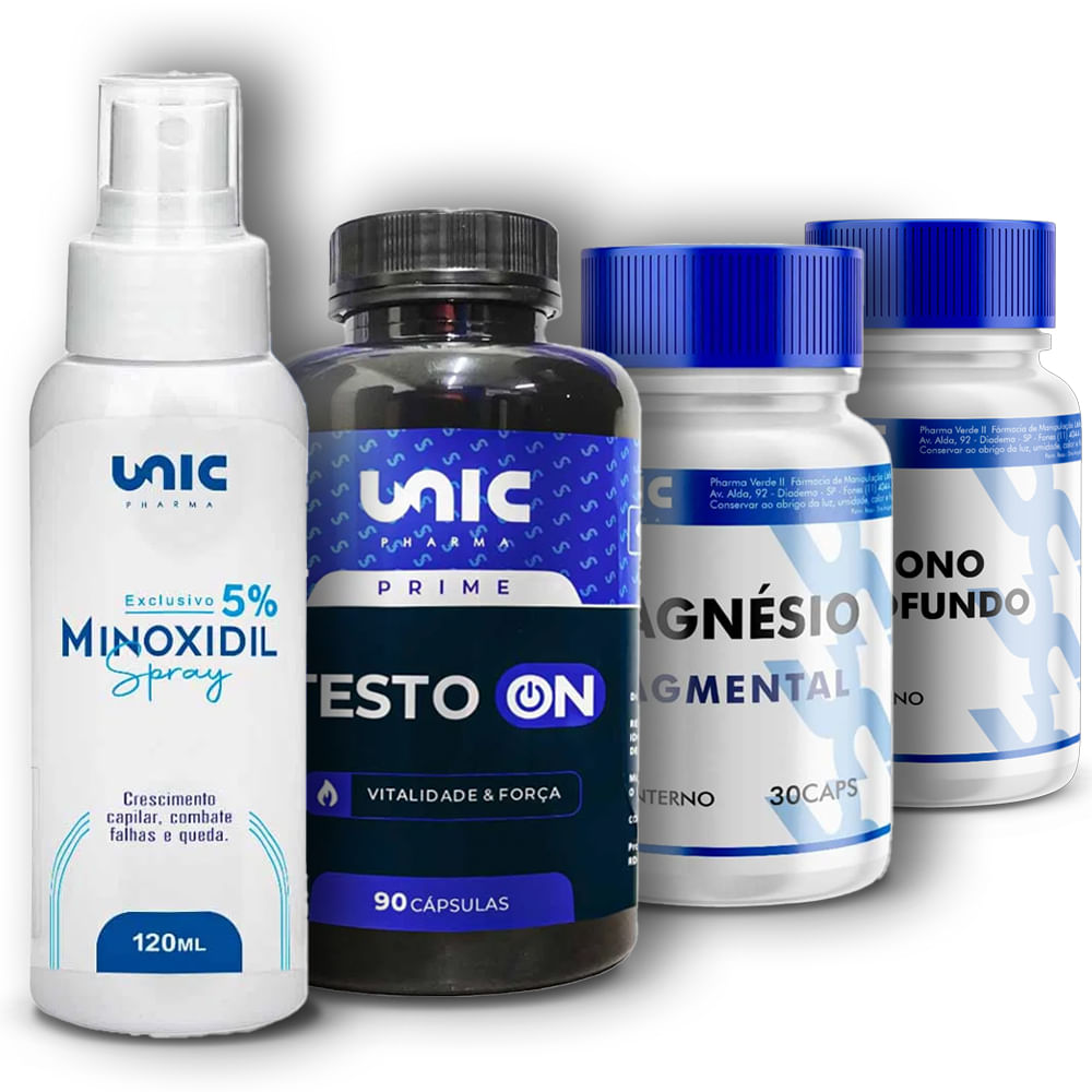 Kit Stronda (Testo On + Minoxidil 5% + Sono Profundo + MagMental)