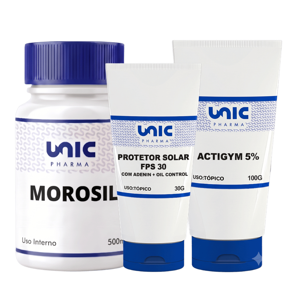 Morosil 500Mg +Actigym 5%  50G +Protetor Solar Fps 60 Com Densiskin 5%+ Egf 1% - 30 Caps