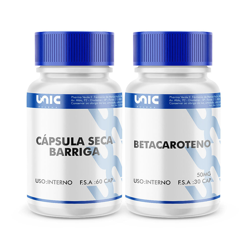 Seca barriga 60 doses + Bronzeamento em cápsula-Betacaroteno-30caps