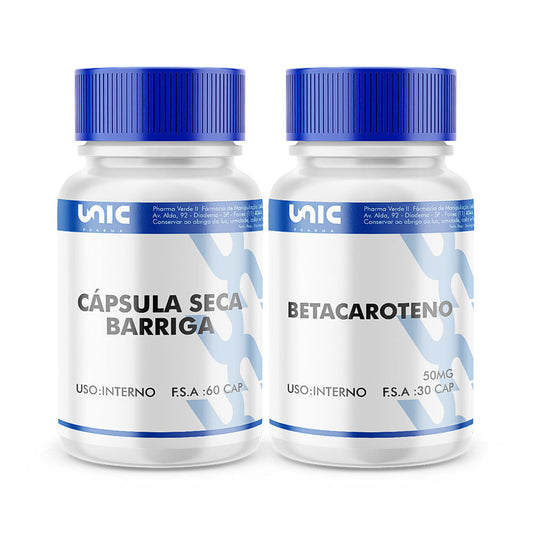 Seca barriga 60 doses + Bronzeamento em cápsula-Betacaroteno-30caps