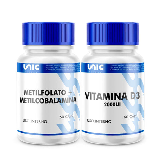 Metilfolato + Metilcobalamina E Vitamina D3 - 60 Cápsulas