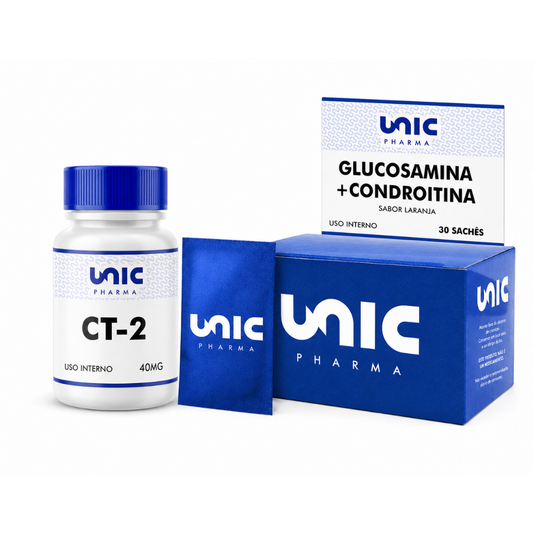 Ct-2 ( Colageno Tipo 2) 40Mg-30 Caps + Glucosomina  Com Condroitina-Sabor Laranja - 30 Sachês