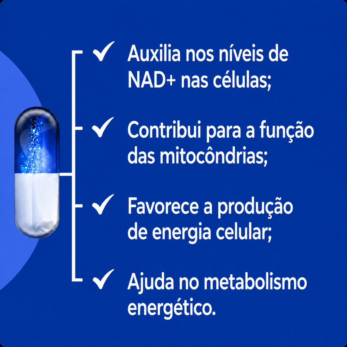 Niagen 50mg- Booster de saúde mitocondrial  30 Cáps
